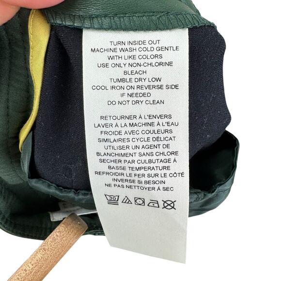 By Anthropologie Dark Green Leather Flowy Flared Capri Culottes - Picture 6 of 7